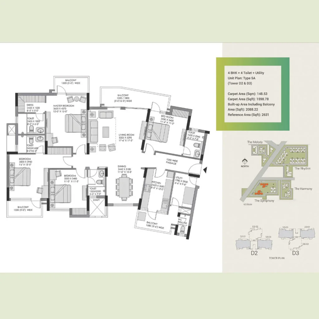 3 BHK with Servant Quarter Type 2 Floor Plan